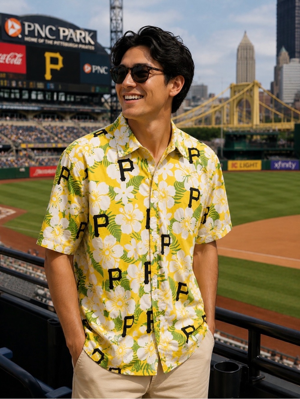 Pittsburgh Pirates Baseball MLB Hawaiian Floral Button-Up Shirt